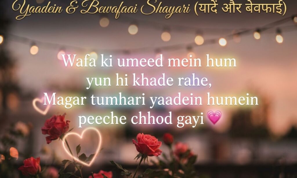 Yaadein & Bewafaai Shayari (यादें और बेवफाई)