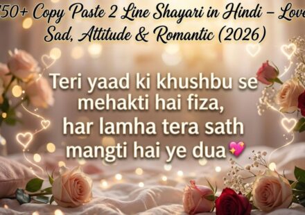 150+ Copy Paste 2 Line Shayari in Hindi – Love, Sad, Attitude & Romantic (2026) 