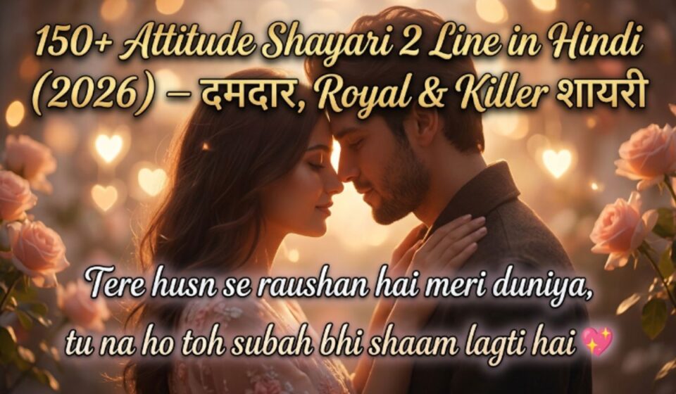 150+ Attitude Shayari 2 Line in Hindi (2026) – दमदार, Royal & Killer शायरी