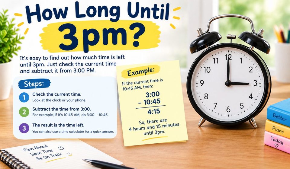 How Long Until 3pm Quick Ways to Work Out the Time Left