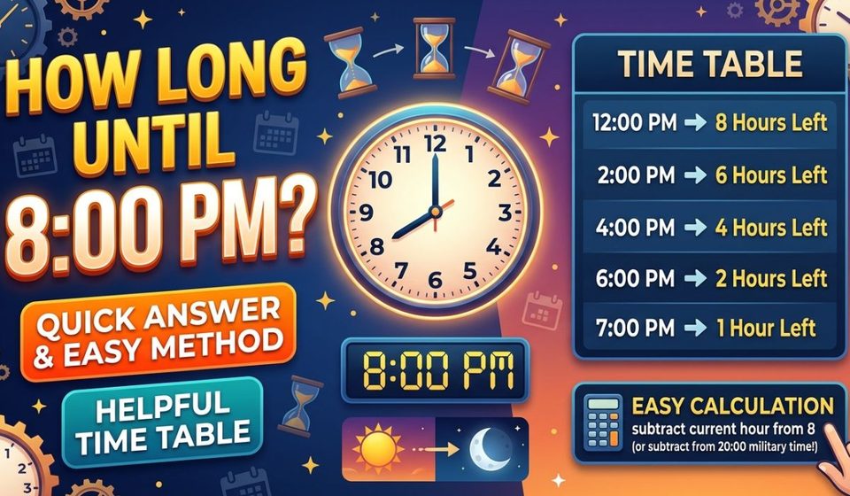 How Long Until 8pm Quick Answer, Time Table and Easy Calculation Method